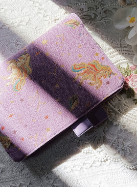 面大师 独角兽 手工A5A6手帐书衣笔记本学生雪尼尔紫色织金可爱