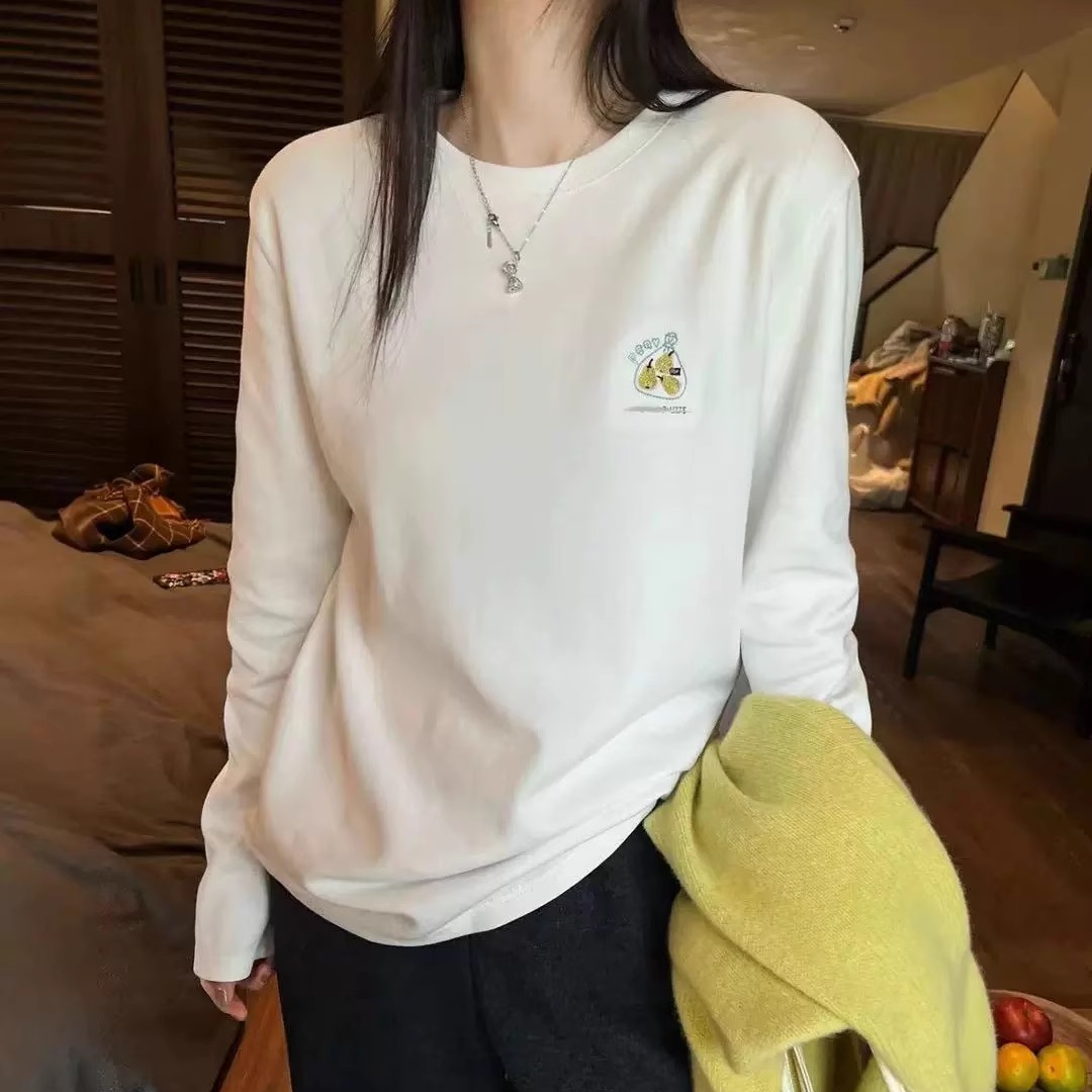 内搭轻松百搭秋冬加厚刺绣女T恤
