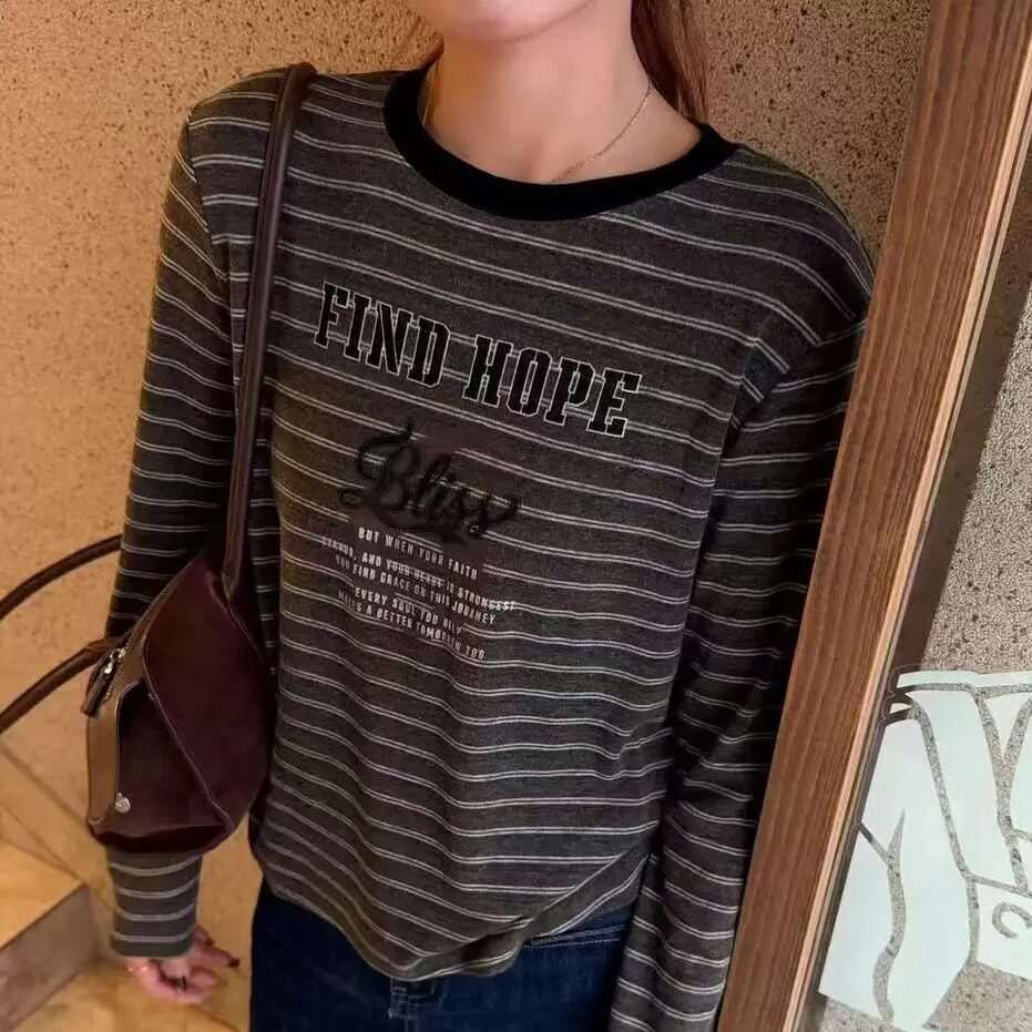 秋季韩版修身显瘦长袖女T恤