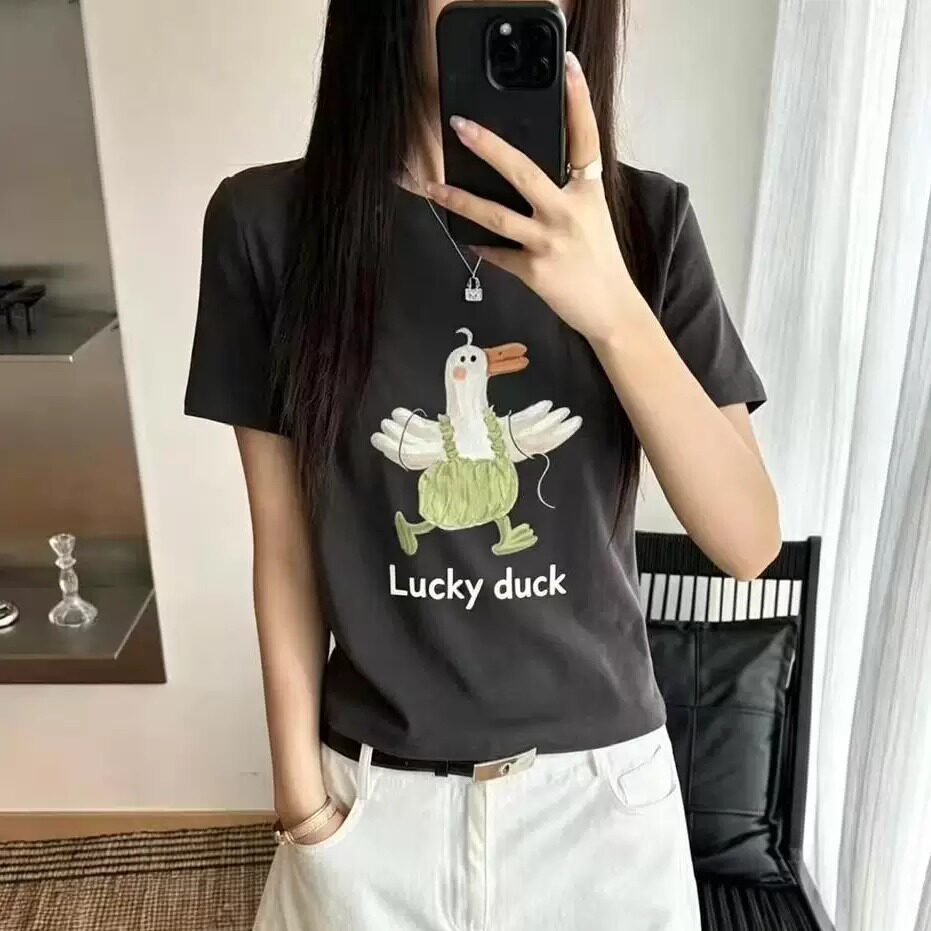 夏季卡通印花宽松显瘦短袖T恤女