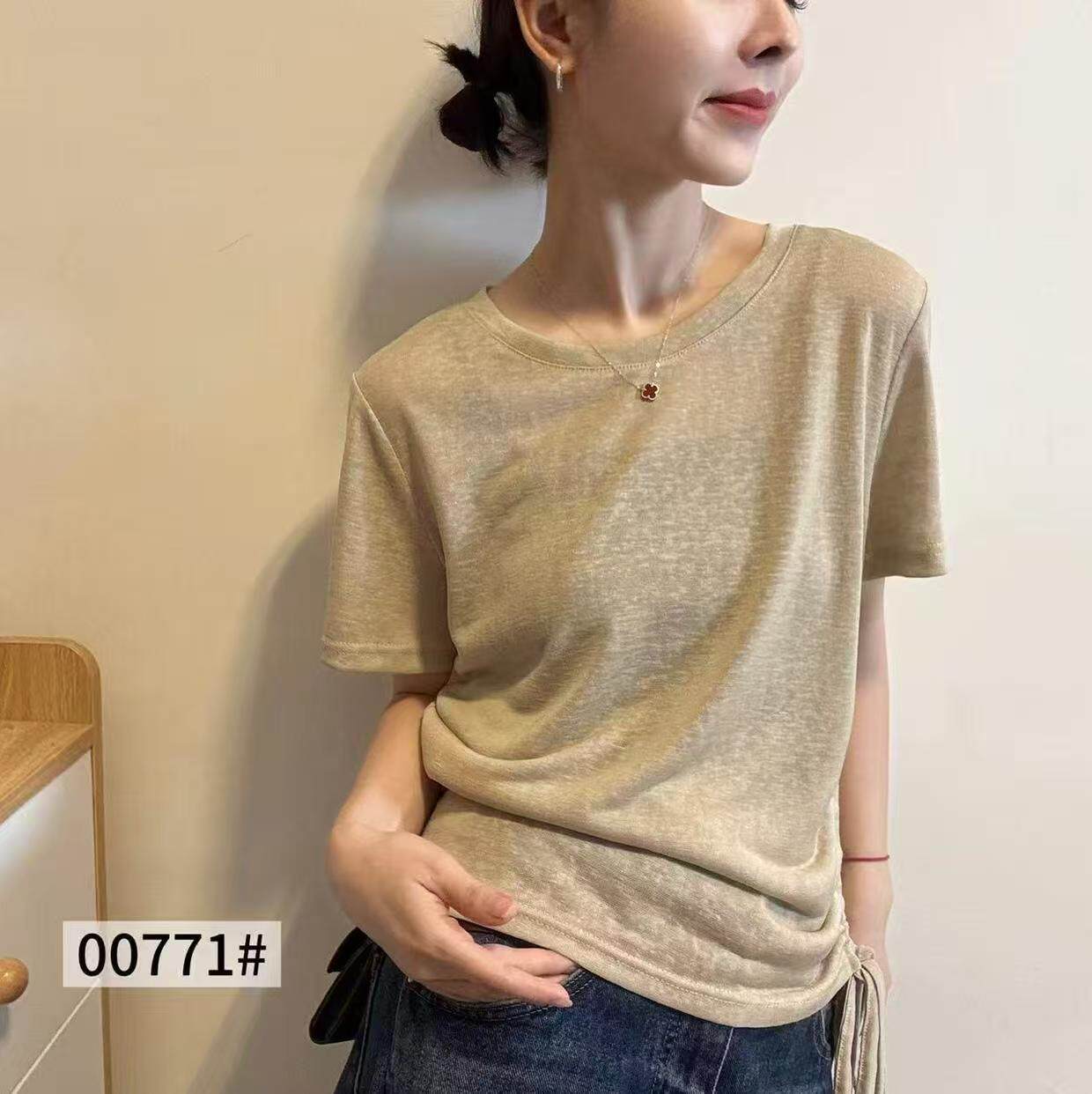 夏季小众后背镂空绑带显瘦T恤女