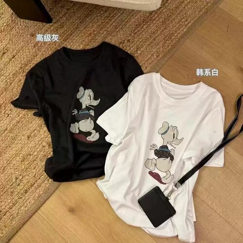 唐老鸭印花宽松短袖T恤女百搭