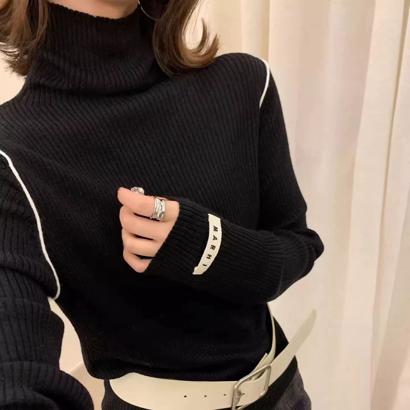 2025冬新款洋气显瘦拼色针织衫女