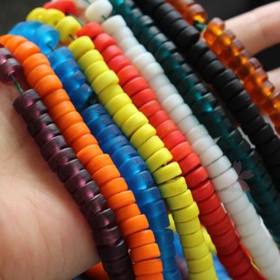 30颗8mm老琉璃算盘珠扁珠直边隔珠DIY手链项链耳环配件材料多色入