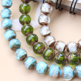 两头金琉璃珠古法金沙香灰珠子手串手链佛珠问完串珠配饰散珠白蓝