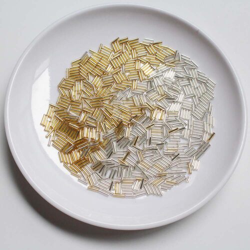 2mm金色银色玻璃管珠米珠