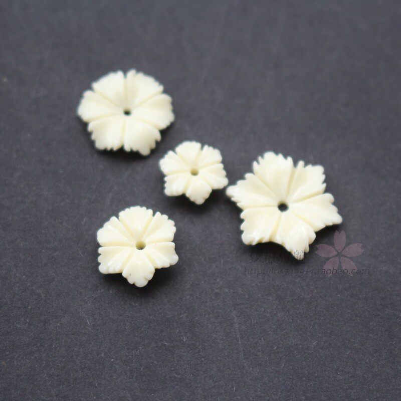 20个/包 8mm 10mm12mm 15mm 合成珊瑚花托 米色 diy手链项链配件