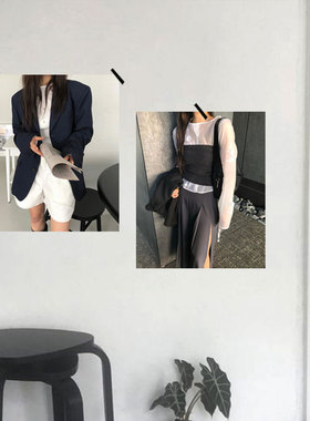 ins风博主气质穿搭海报纸简约优雅直播拍照背景服装墙面装饰百搭