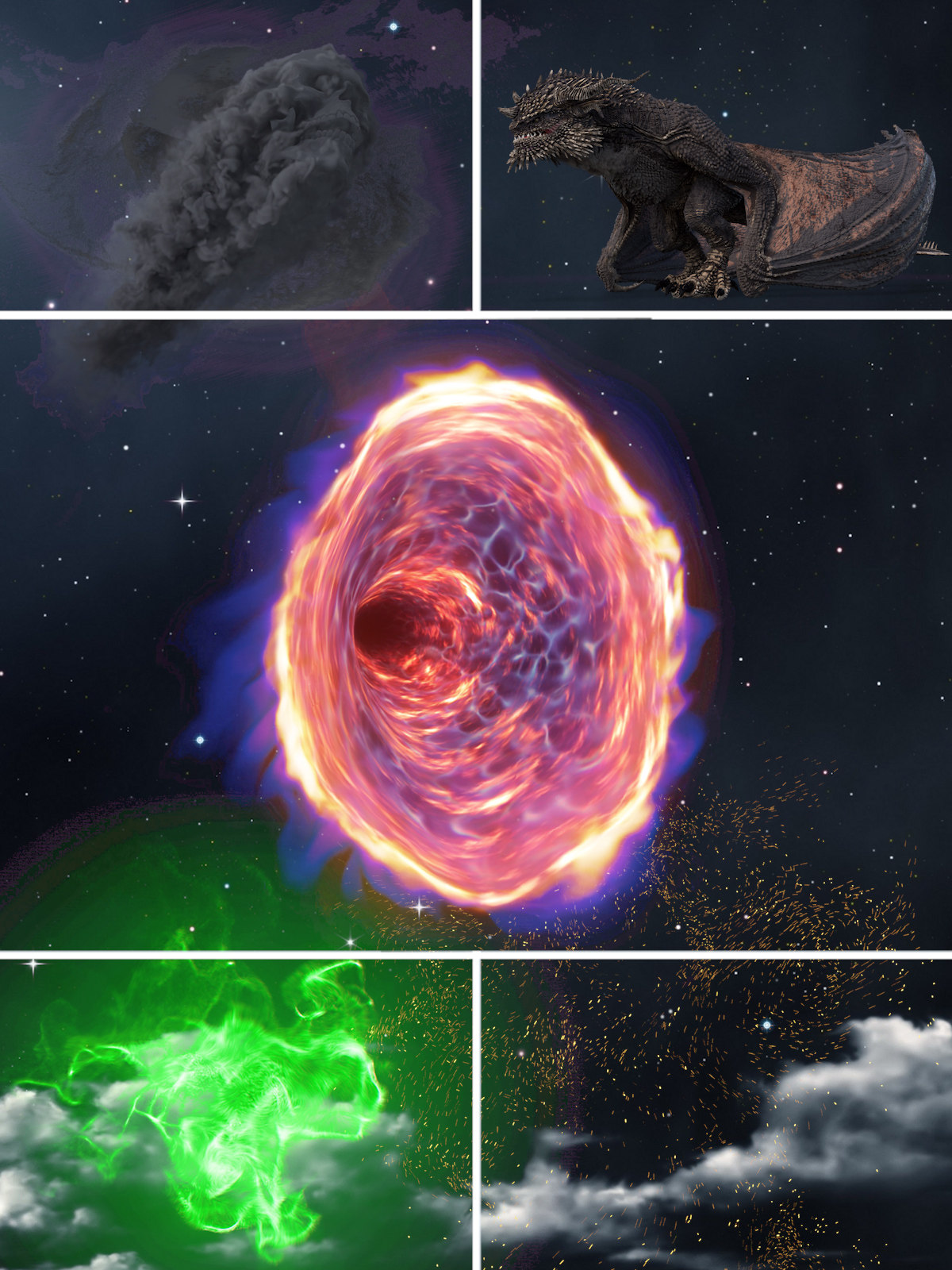 魔法能量法术粒子火烟怪物特效素材包ae透明通道pr剪辑视频素材