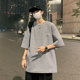 主推~波浪纹华夫格短袖t恤男女A342P35控48，男装T恤，电商A309