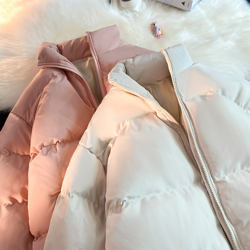 现货3万得物抖音品质保障~情侣冬季加厚纯色立领棉服外套555TP65,男装棉衣,电商A309