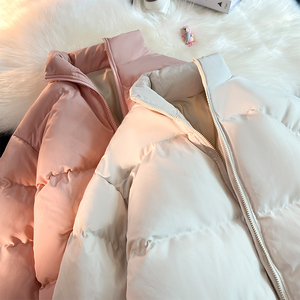 现货3万得物抖音品质保障~情侣冬季加厚纯色立领棉服外套 555TP65图片