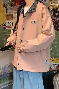 腰果花外套男款春秋新款美式潮牌港风宽松棉衣两面穿痞帅国潮夹克图片