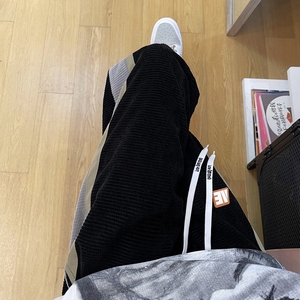 秋季灯芯绒裤子男宽松直筒抽绳束脚运动裤 K160P55图片