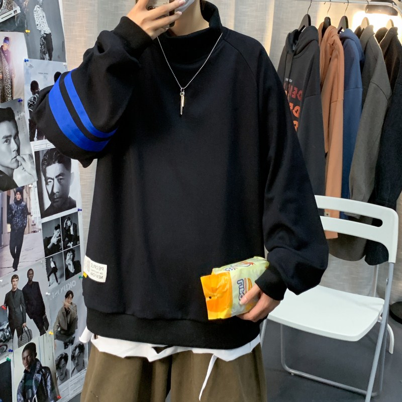 经典条纹高领卫衣男士加绒加厚A184P55控78,男装卫衣,电商A309