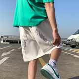 主推~夏季潮牌宽松发泡印运动短裤男女A346P35控48，男装休闲裤，电商A309