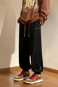 秋冬百搭加绒加厚束脚卫裤男欧棉绒休闲长裤A389P60 控88图片