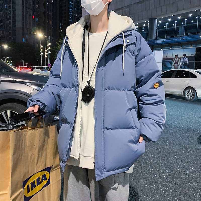 wassuphappy假两件棉衣男冬季潮牌港风加厚连帽外套保暖防寒棉服,男装棉衣,电商A309