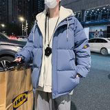 wassuphappy假两件棉衣男冬季潮牌港风加厚连帽外套保暖防寒棉服，男装棉衣，电商A309