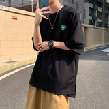 主推华夫格绣标短袖t恤男女款021P35控48，男装T恤，电商A309