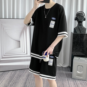 链接已爆~ 夏季冰丝短袖t恤男潮牌运动套装 两件套 TZ559P50控78图片