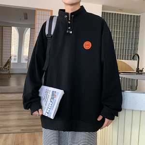 2024春季新款 小众纽扣设计潮牌宽松立领卫衣男 A312P45 控68图片