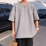 主推波浪纹理华夫格重磅短袖t恤男女A342P35控48，男装T恤，电商A309