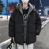 WASSUPHAPPY棉服棉袄男冬季新款潮流假两件连帽加厚面包棉衣外套，男装棉衣，电商A309