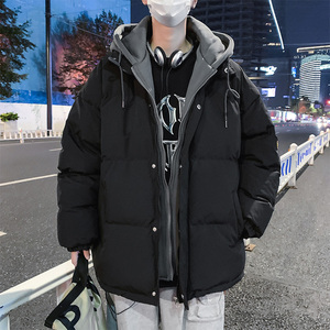 WASSUP HAPPY棉服棉袄男冬季新款潮流假两件连帽加厚面包棉衣外套图片