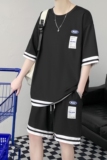 链接已爆~夏季冰丝短袖t恤男潮牌运动套装两件套TZ559P50控78，男装T恤，电商A309