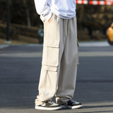 美式潮牌多口袋工装休闲裤男秋季主推直筒拖地裤A366P65，男装休闲裤，电商A309