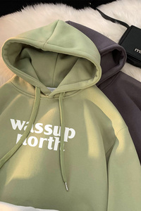 wassupnorth 秋冬加绒加厚连帽卫衣男女同款A381P60 控88图片