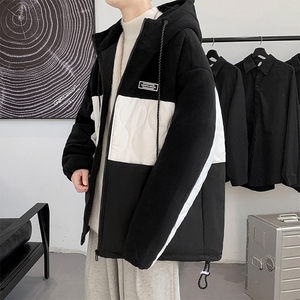 冬季加大码棉服男潮牌保暖摇粒绒拼接加厚棉衣外套2112P100图片
