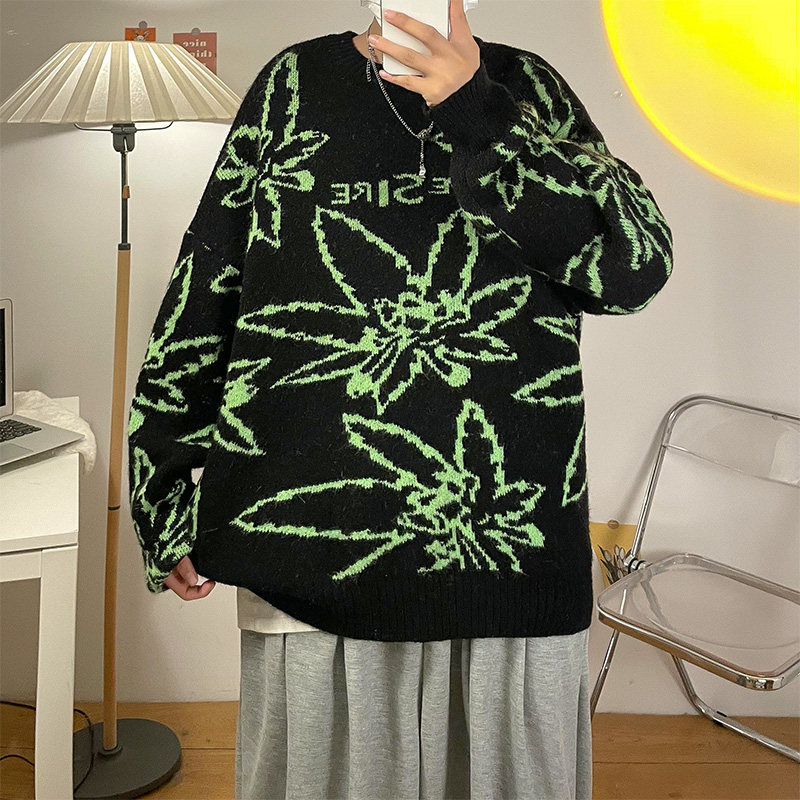 秋冬加厚叶子提花加厚毛衣男女宽松同款MY314P65控88,男装针织衫/毛衣,电商A309