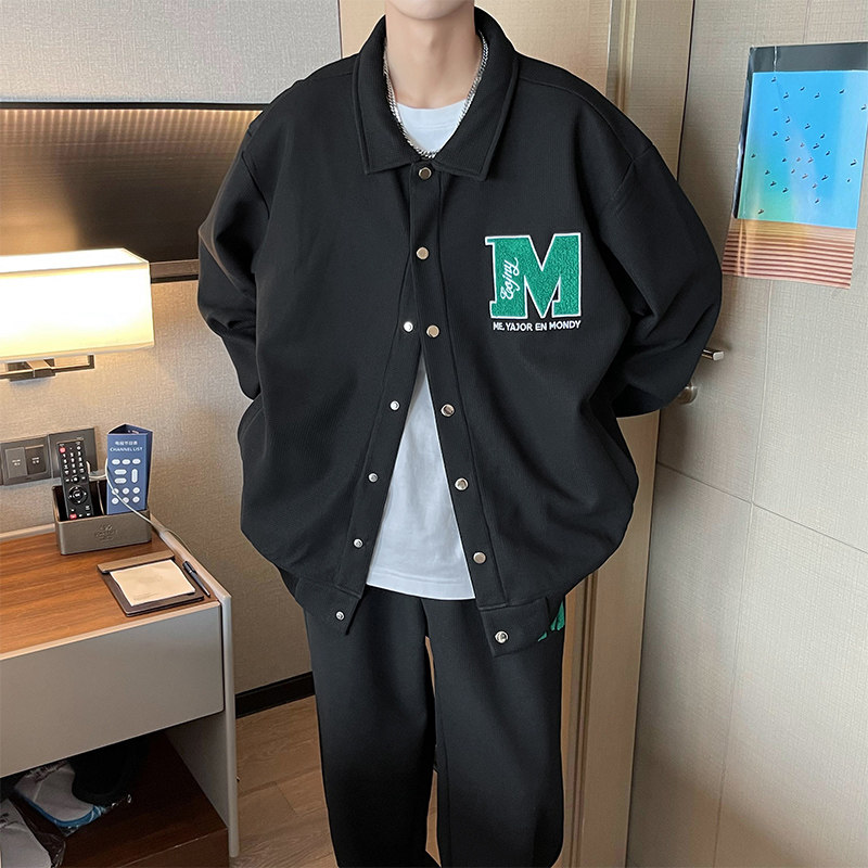 秋季M刺绣运动套装男潮牌棒球服卫衣裤子一整套TZ881P100控138,男装休闲套装,电商A309
