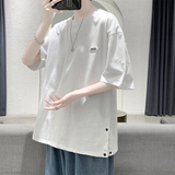 短袖男女同款潮牌开叉排扣t恤打底衫T01P30控48，男装T恤，电商A309