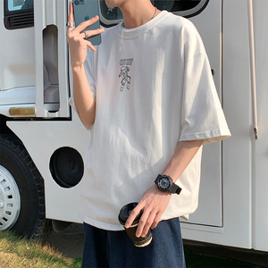 直播高品质！ 冰丝坠感抗皱 夏季潮牌短袖男女 003P45控68图片