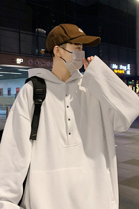 秋季新款 小众设计开叉排扣连帽卫衣男女同款 A338P65图片