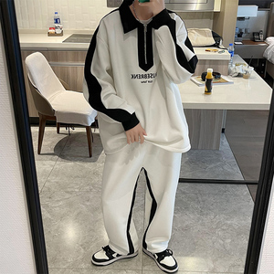 秋季潮牌港风帅气卫衣套装男宽松一套衣服两件套A369P100控138
