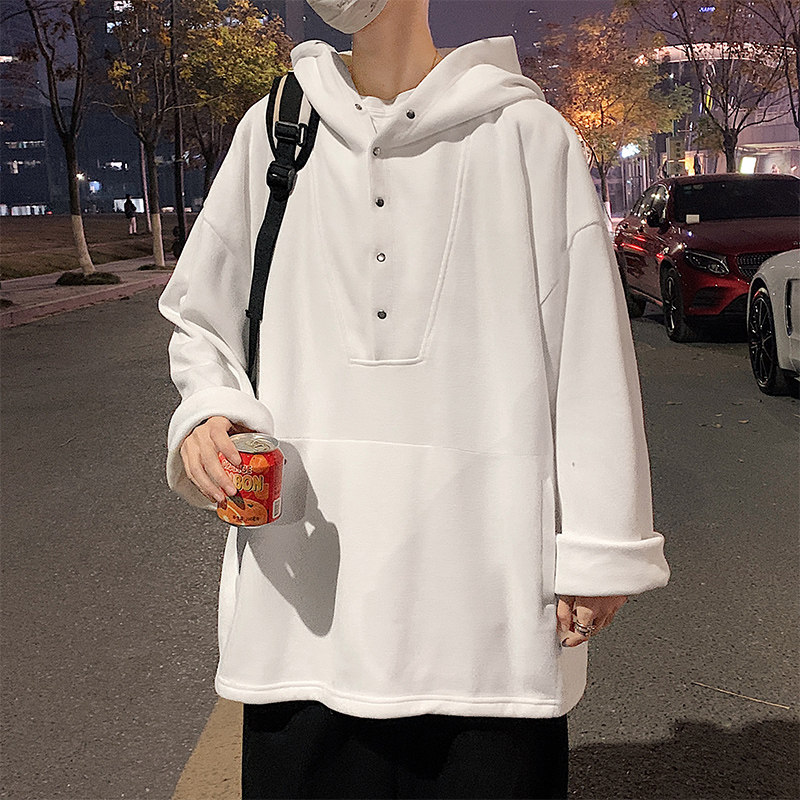 秋季新款小众设计开叉排扣连帽卫衣男女同款A338P65,男装卫衣,电商A309
