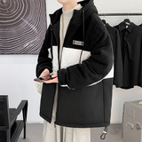 摇粒绒拼接棉服男加大码潮牌棉衣外套2112TP100，男装棉衣，电商A309