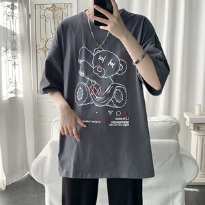 情侣衣服夏季潮牌短袖t恤男 2128P35控48图片