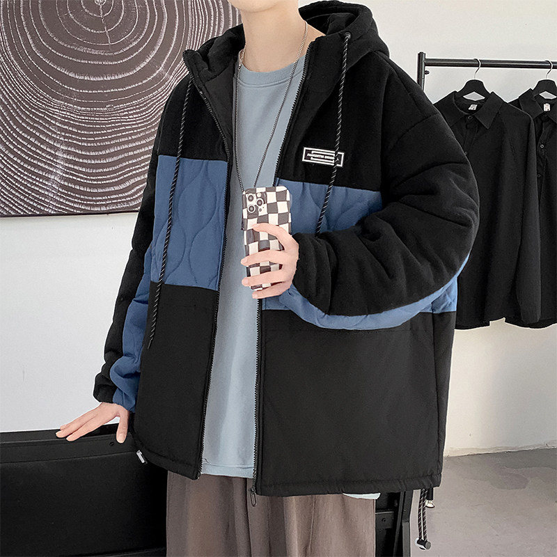 摇粒绒拼接棉服男加大码潮牌棉衣外套2112TP100,男装棉衣,电商A309