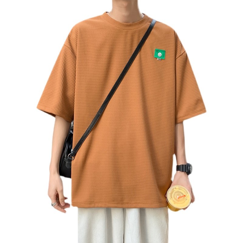 主推款华夫格开叉短袖男女同款021P35控48,男装T恤,电商A309
