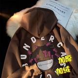 脏辫小子印花秋冬加绒加厚连帽卫衣情侣A383P60控88，男装卫衣，电商A309