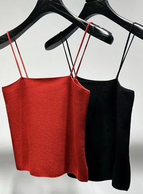 Met Endi纯羊毛针织背心女新款内搭无袖辣妹小吊带短款上衣抹胸