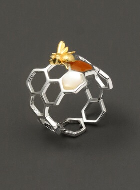 「馈赠」纯银开口戒指唯美文艺蜂巢蜜蜂小众设计高级感轻奢独特