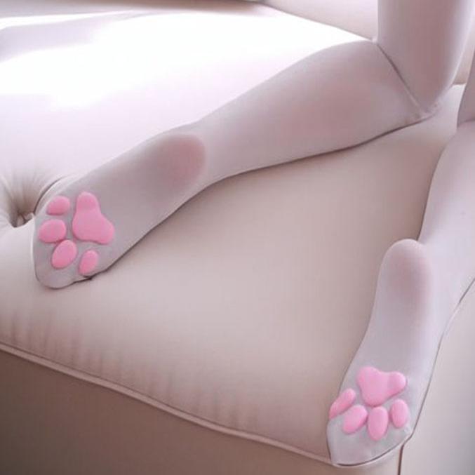 立体肉垫猫爪丝袜可爱袜子猫脚lolita少女黑丝白丝女装大佬大码