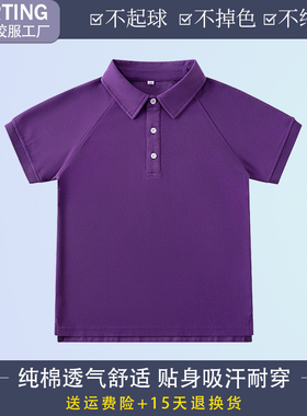 夏季中小学生校服儿童短袖紫色t恤纯棉上衣班服男女童休闲Polo衫