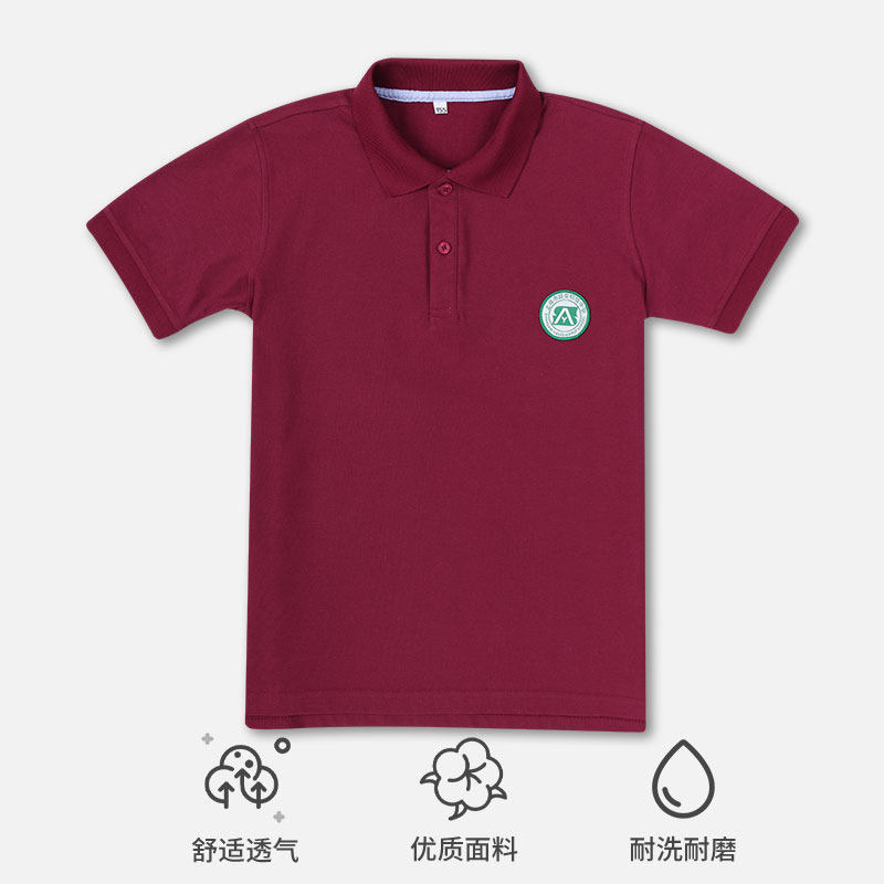 上海市延安中学夏季校服枣红初中高中短袖t恤薄款藏青长裤polo衫